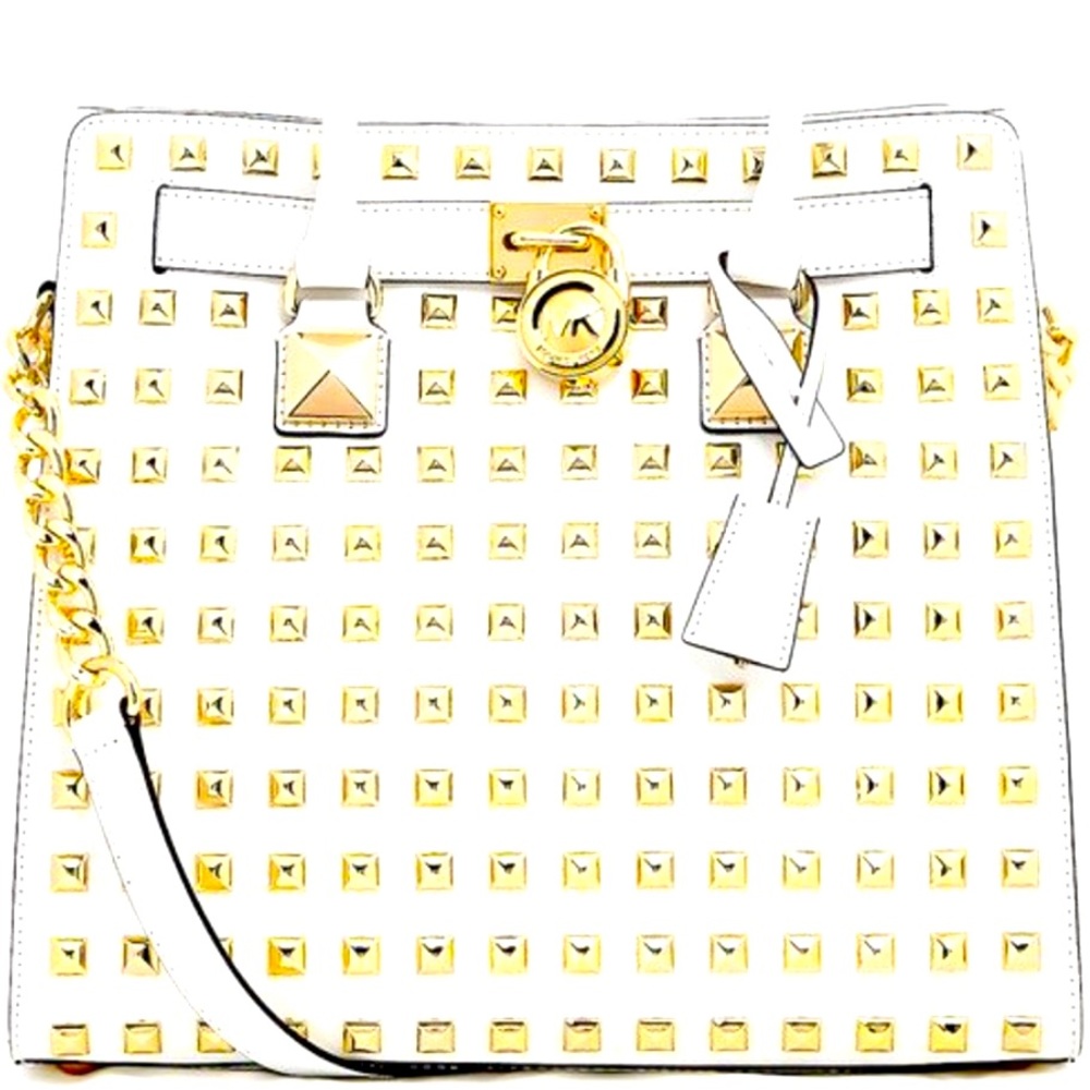 Michael Kors - White/Gold - Large Hamilton Pyramid-Stud Tote